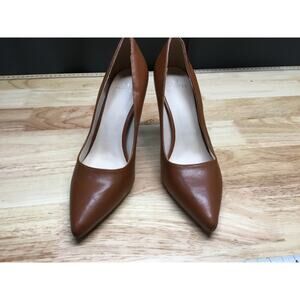 Halston Heritage Tan Leather Pointed Toe Pumps
